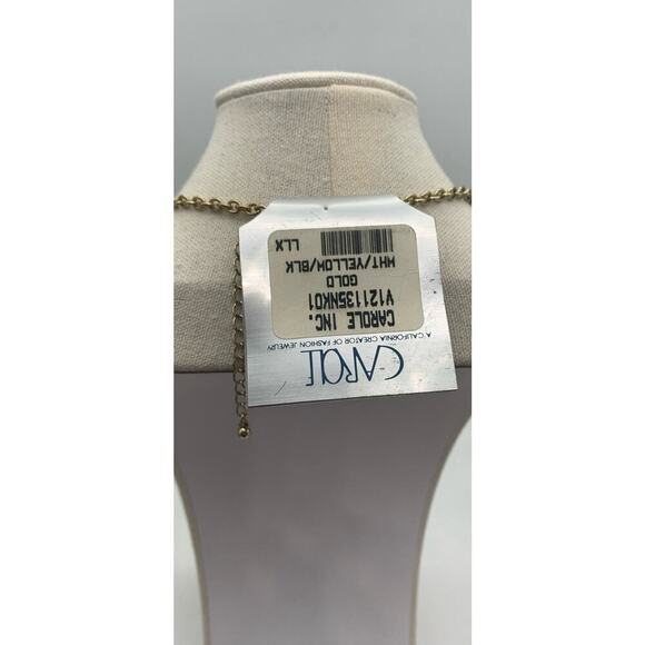 NWT Carole Inc. Collar Chevron Enamel Statement Necklace Geometric Crescent - Picture 3 of 4